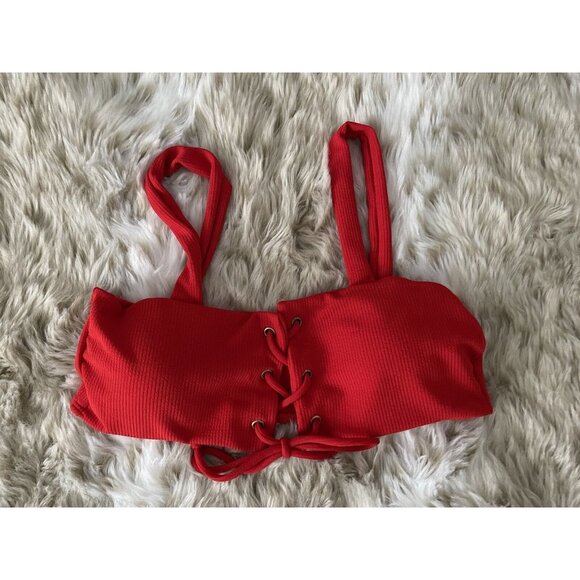 NWOT Stunning Bikini Swim Top Womens' XL Lace Up Front Removable Padded Bra - Picture 1 of 2